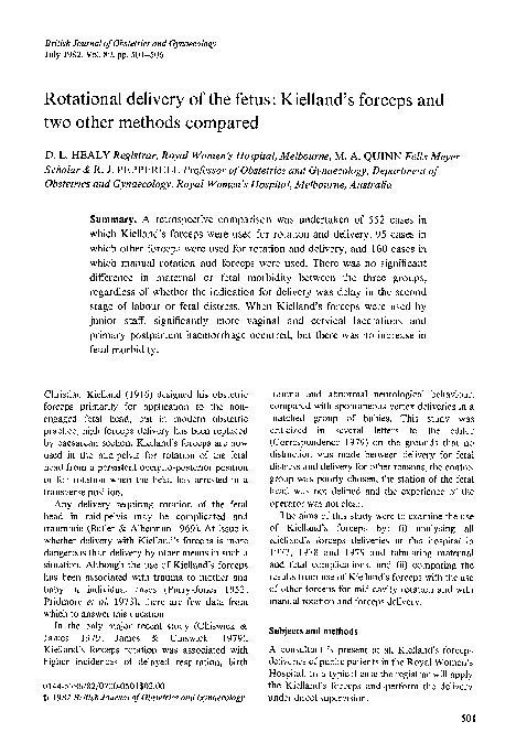(PDF) Rotational delivery of the fetus: Kielland's forceps and two ...
