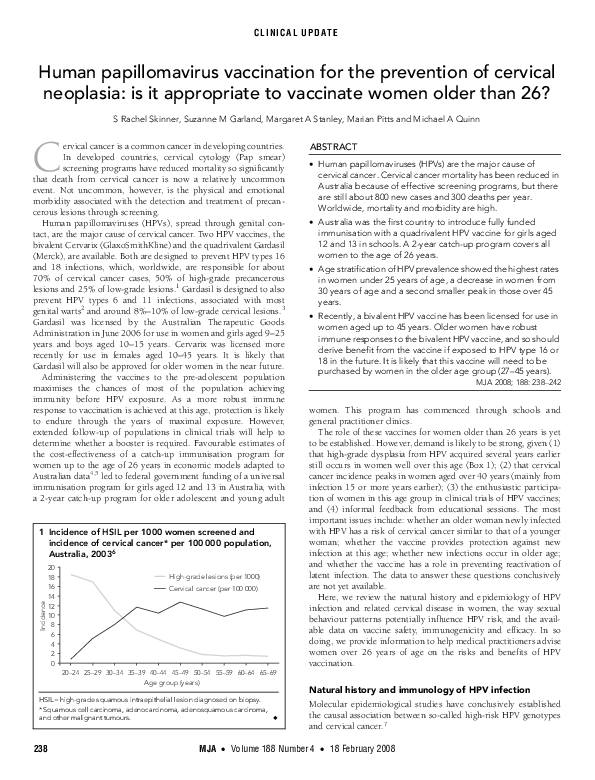 (PDF) Human papillomavirus vaccination for the prevention of cervical ...