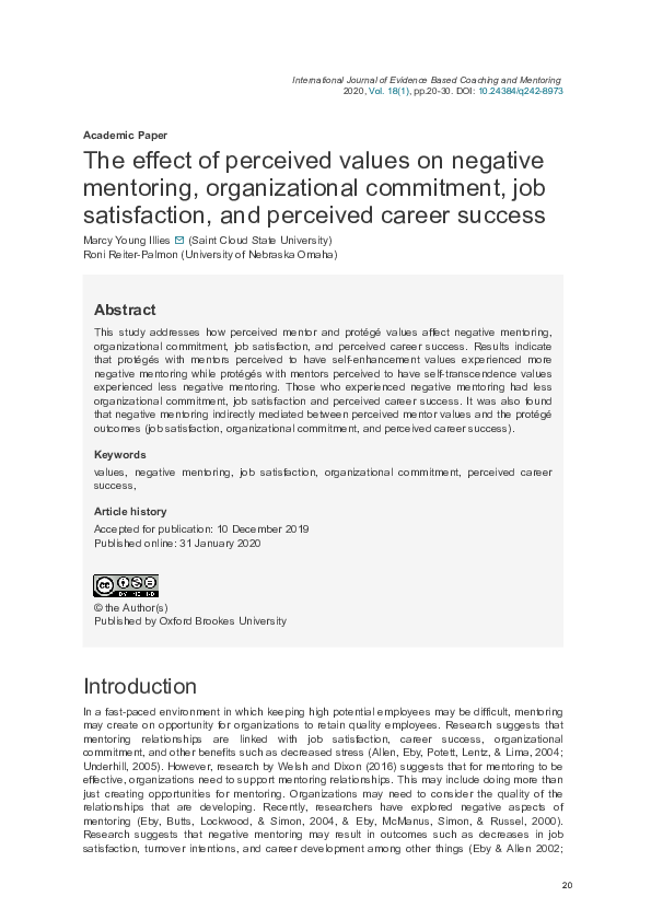 (PDF) The effect of perceived values on negative mentoring ...