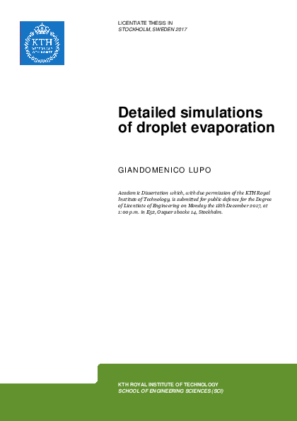 (PDF) Detailed simulations of droplet evaporation