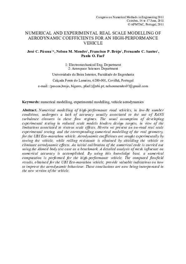 (PDF) Numerical and Experimental Real Scale Modelling of Aerodynamic ...