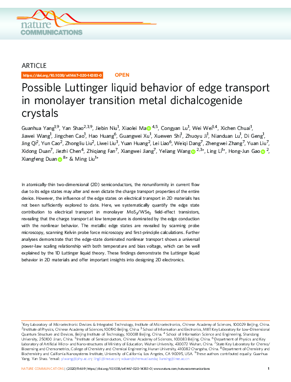 (PDF) Possible Luttinger liquid behavior of edge transport in monolayer ...
