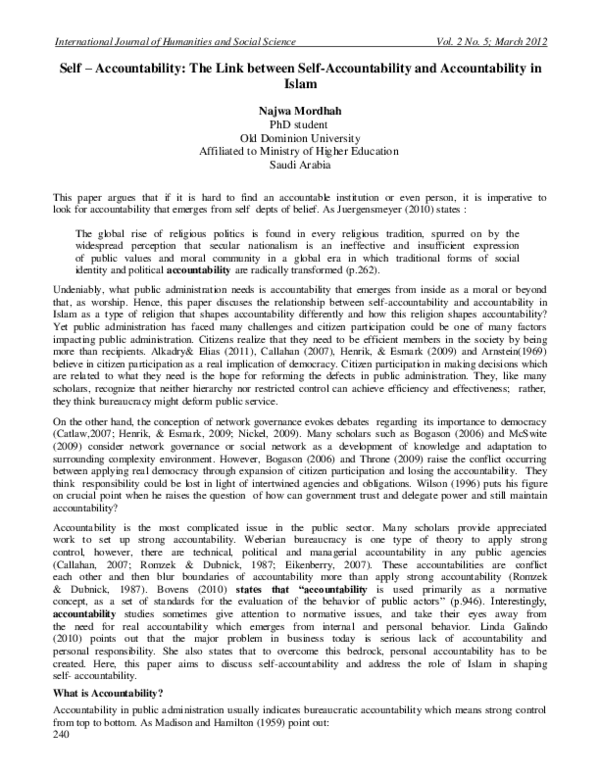 (PDF) Self - Accountability: The Link between Self-Accountability and ...