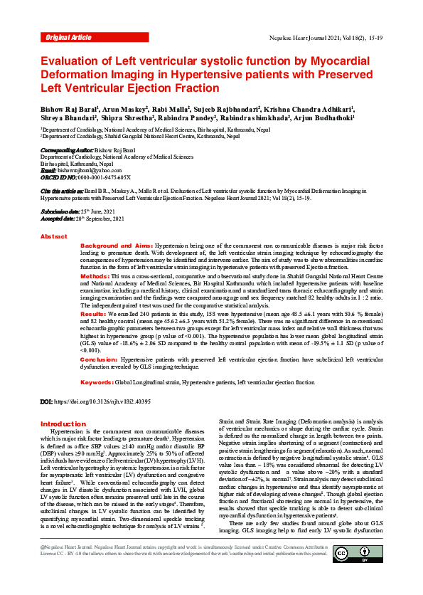 (PDF) Evaluation of Left ventricular systolic function by Myocardial ...