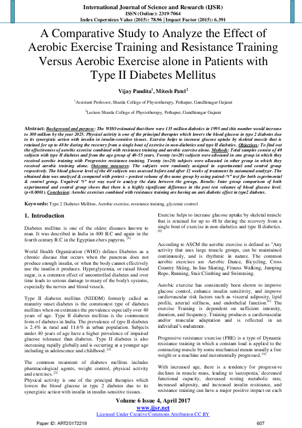 (PDF) A Comparative Study to Analyze the Effect of Aerobic Exercise ...