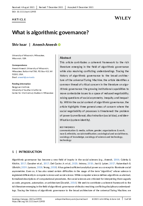 (PDF) What is algorithmic governance