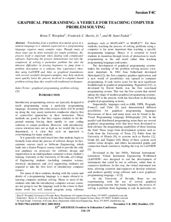(PDF) Graphical programming: a vehicle for teaching computer problem ...