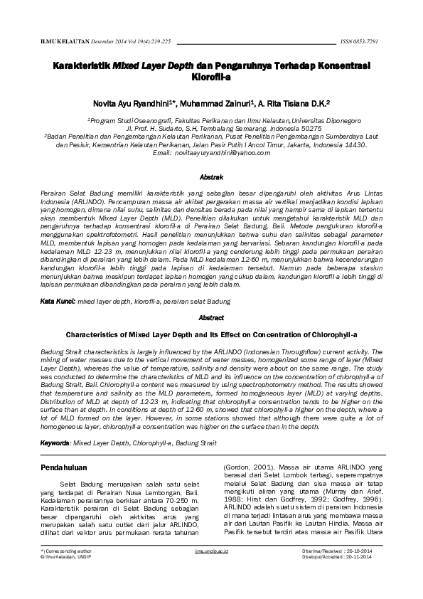 (PDF) Characteristics of Mixed Layer Depth and Its Effect on ...