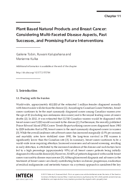 (PDF) Plant Based Natural Products and Breast Cancer: Considering Multi ...