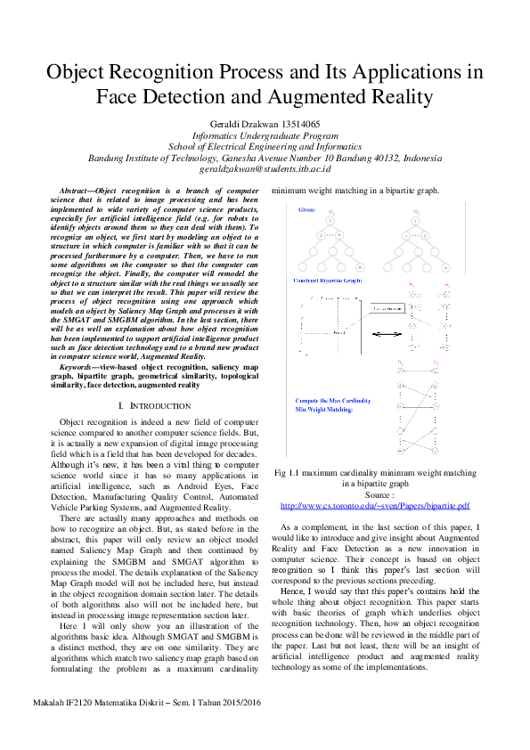 (PDF) Object Recognition Process and Its Applications in Face Detection ...