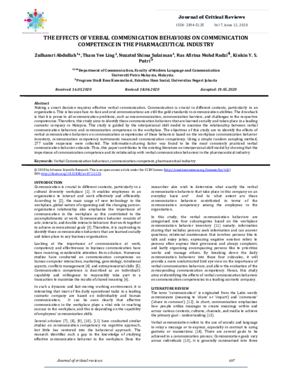 (PDF) The Effects of Verbal Communication Behaviors on Communication