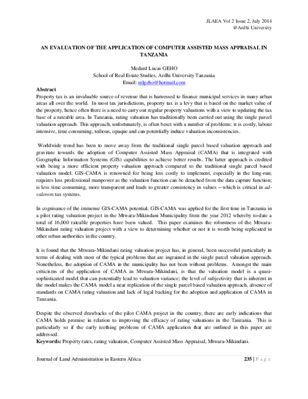 (PDF) An Evaluation of the Application of Computer Assisted Mass ...