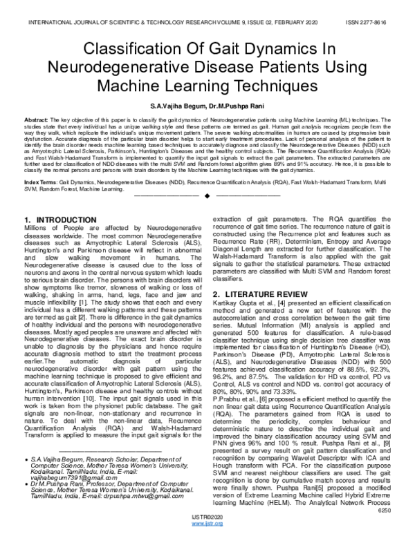 (PDF) Classification Of Gait Dynamics In Neurodegenerative Disease ...