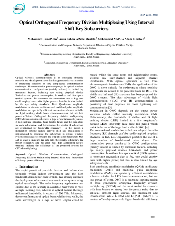(PDF) Optical Orthogonal Frequency Division Multiplexing Using Interval ...