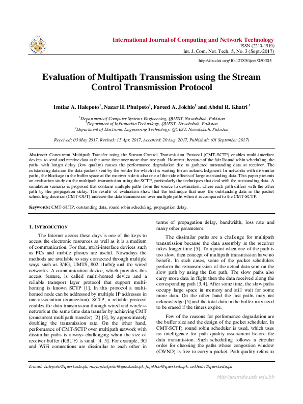 (PDF) Evaluation of Multipath Transmission using the Stream Control ...