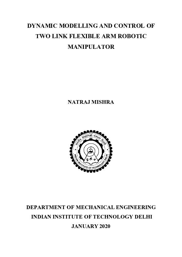 (PDF) Dynamic modelling and control of two link flexible arm robotic ...