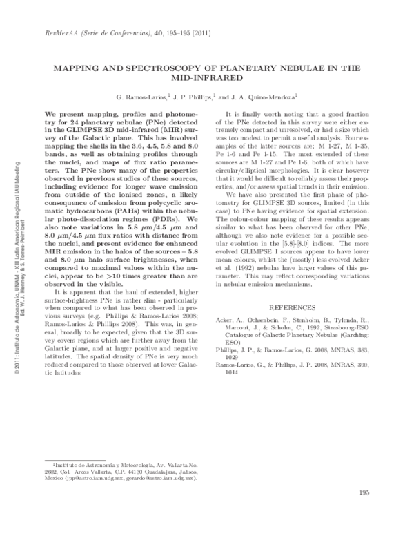 (PDF) Mapping and Spectroscopy of Planetary Nebulae in the Mid-Infrared