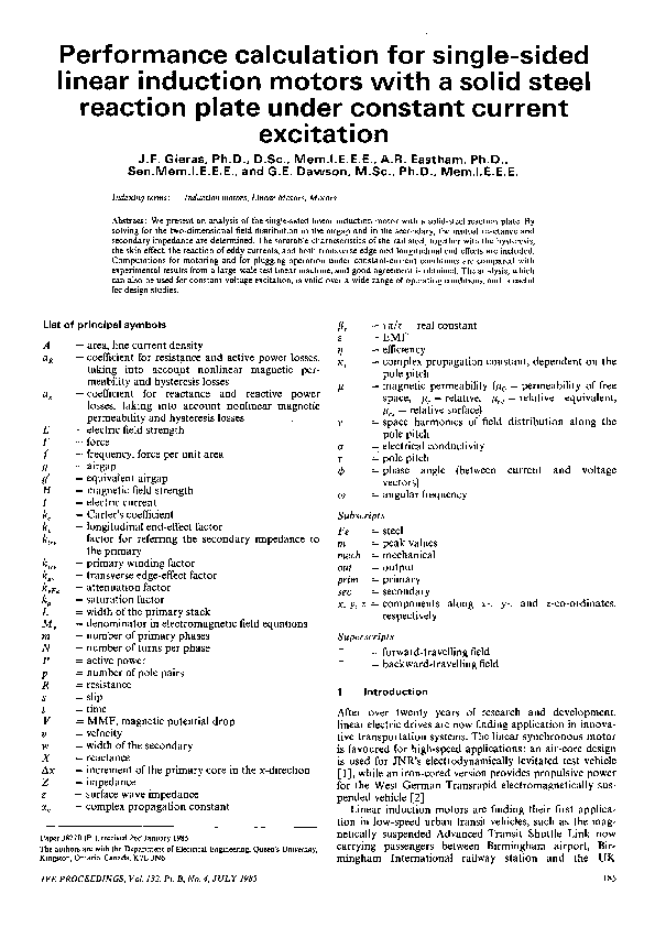 (PDF) Performance calculation for singlesided linear induction motors with a doublelayer