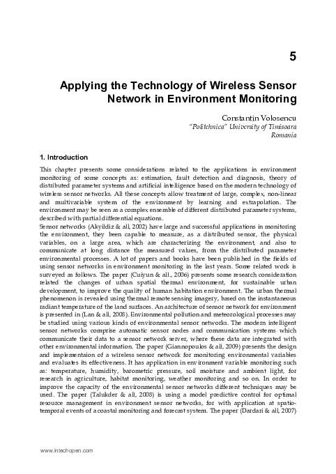 (PDF) Applying the Technology of Wireless Sensor Network in Environment ...