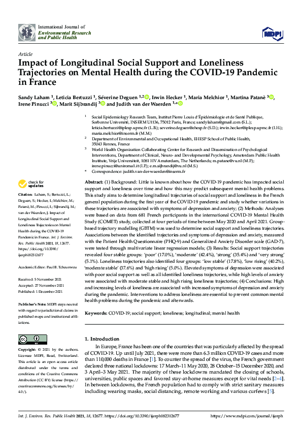 (PDF) Impact of Longitudinal Social Support and Loneliness Trajectories ...