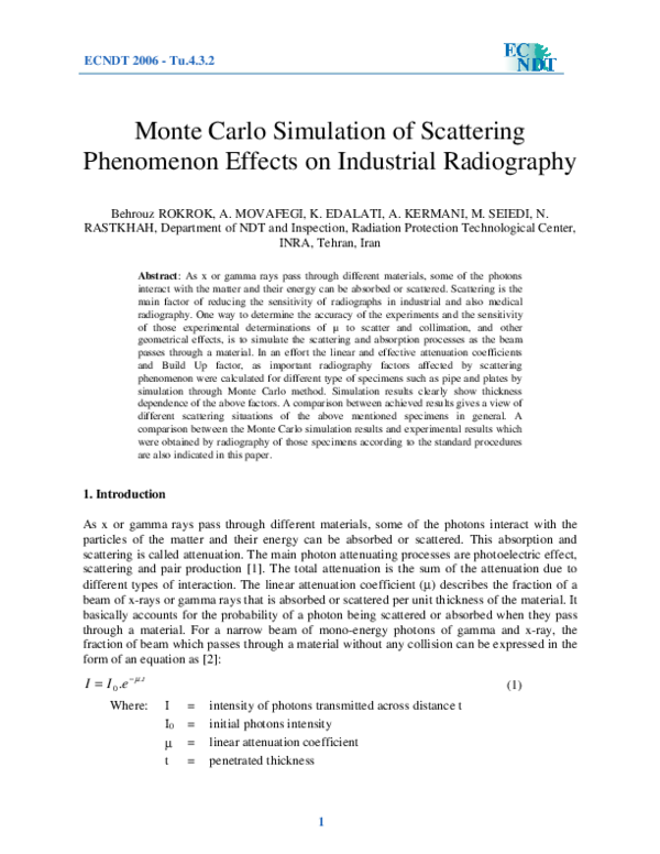 (PDF) Monte Carlo Simulation of Scattering Phenomenon Effects on ...