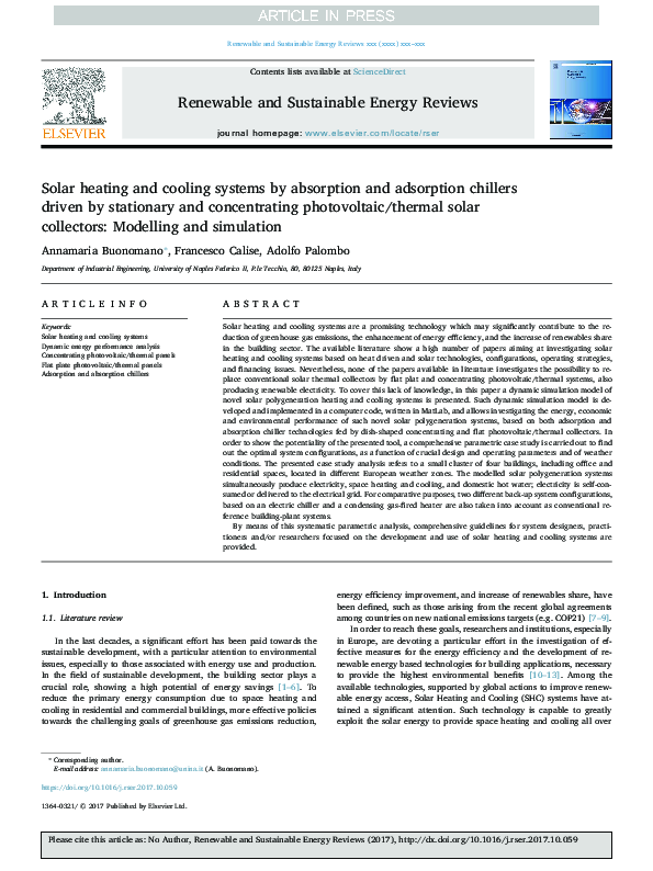 (PDF) Solar heating and cooling systems by absorption and adsorption ...