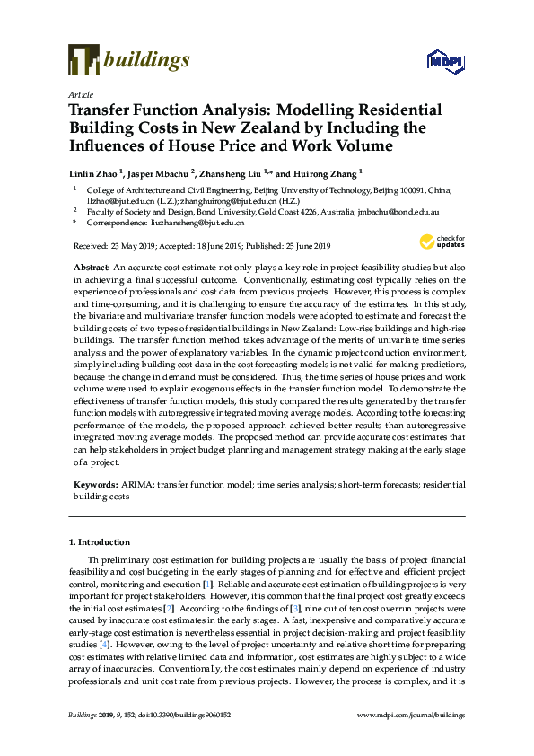 (PDF) Transfer Function Analysis: Modelling Residential Building Costs ...