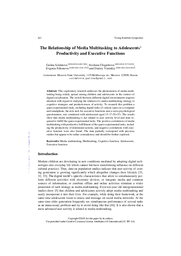 (PDF) The Relationship of Media Multitasking to Adolescents ...