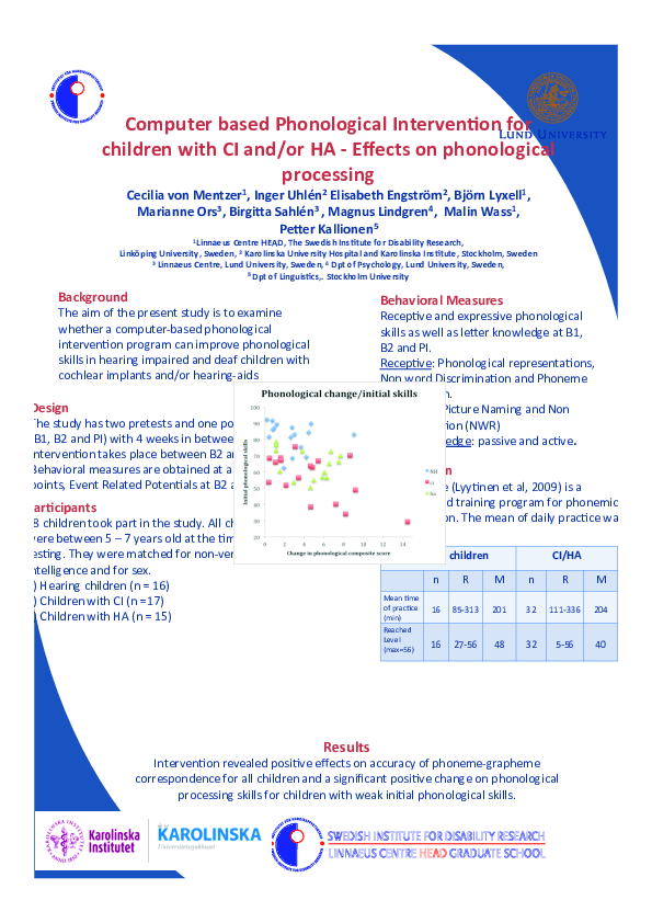 (PDF) Computer based Phonological Intervention for children with CI and ...