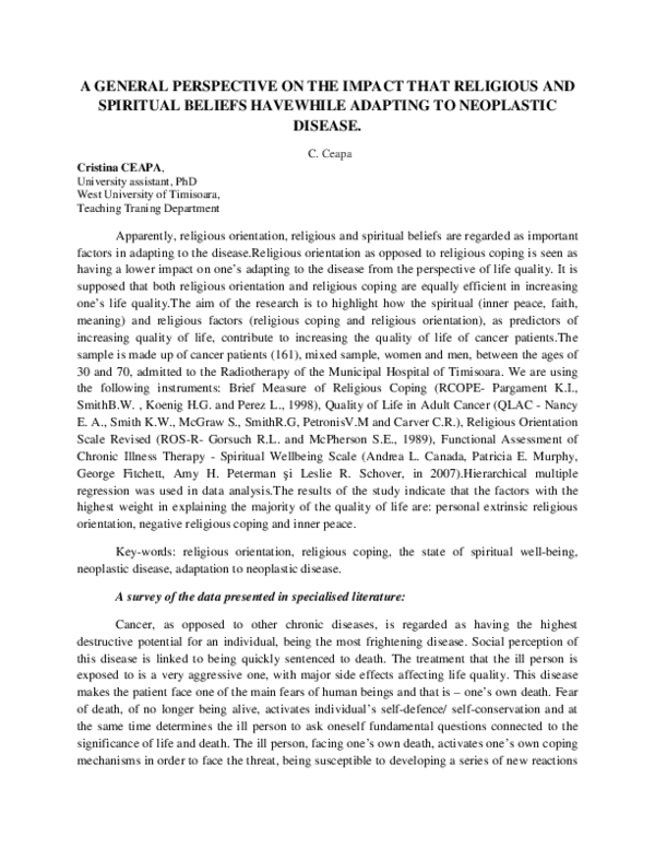 (PDF) A General Perspective on the Impact That Religious and Spiritual ...