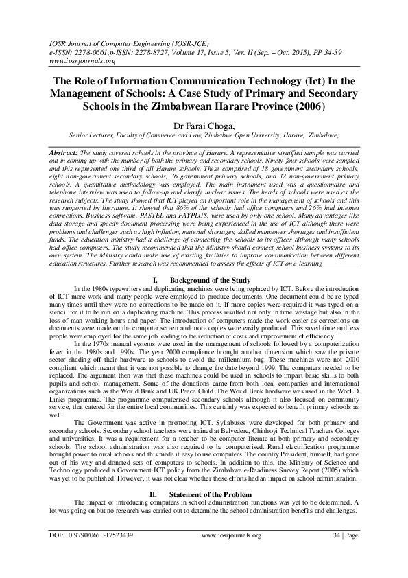 (PDF) The Role of Information Communication Technology ( Ict ) In the ...