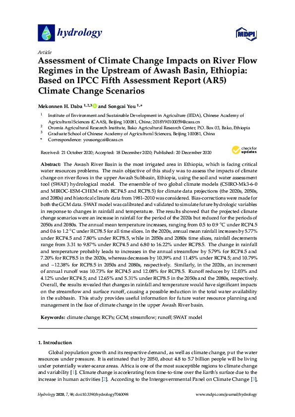 (PDF) Assessment of Climate Change Impacts on River Flow Regimes in the ...