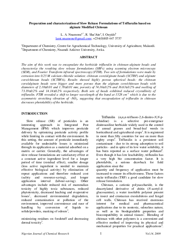 (PDF) Preparation and characterization of Slow Release Formulations of ...