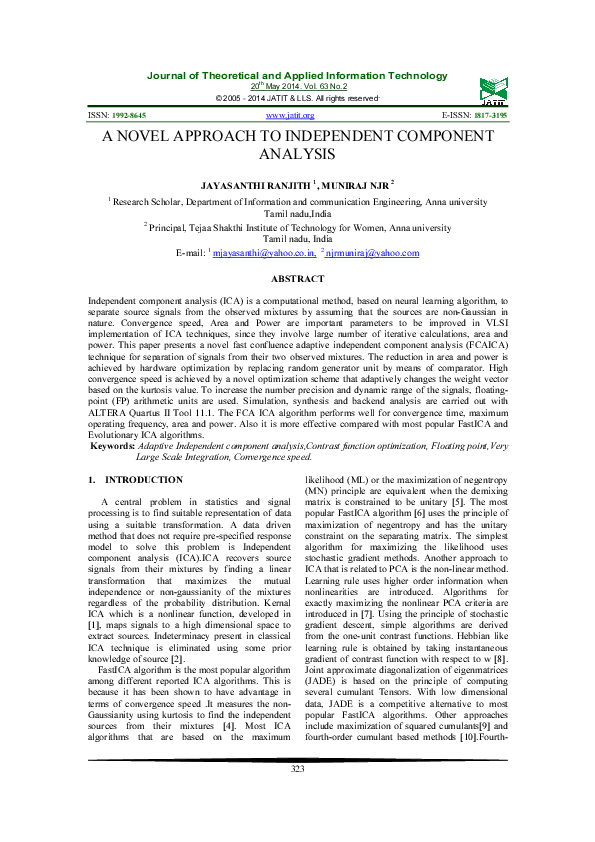 (PDF) A Novel Approach to Independent Component Analysis