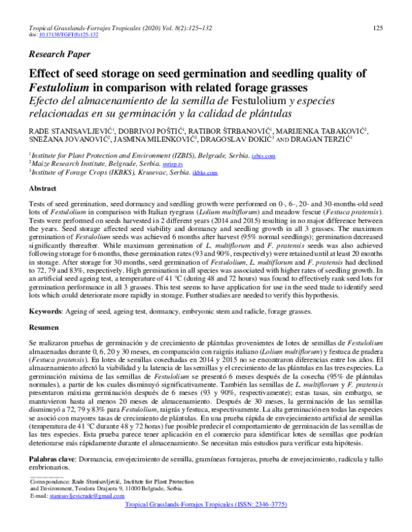 (PDF) Effect of seed storage on seed germination and seedling quality ...