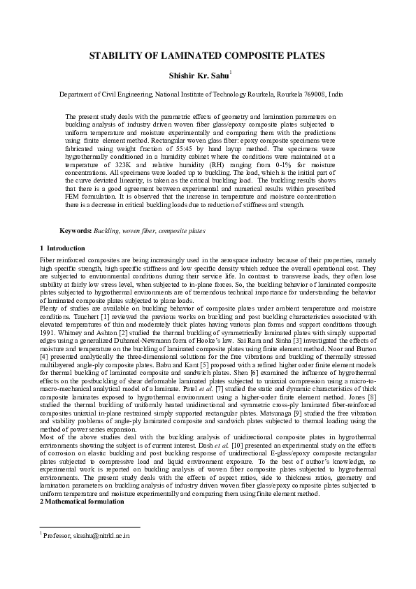 (PDF) Stability of laminated composite plates