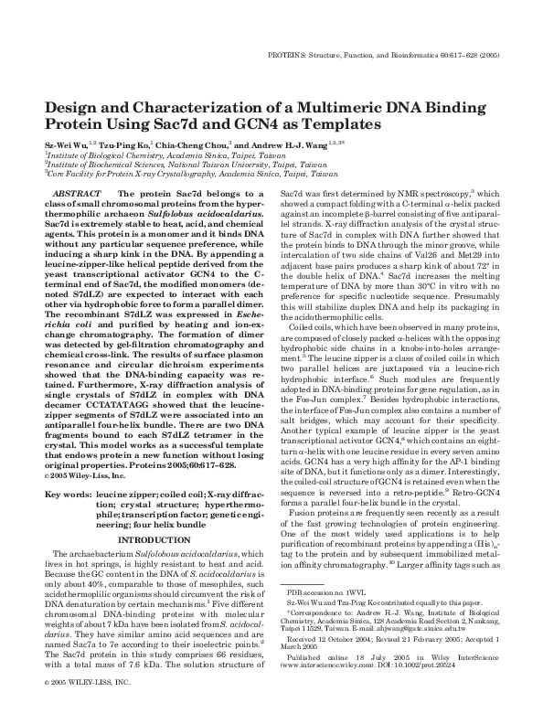 (PDF) Design and characterization of a multimeric DNA binding protein ...