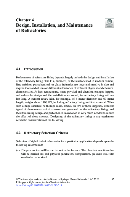 (PDF) Design, Installation, and Maintenance of Refractories