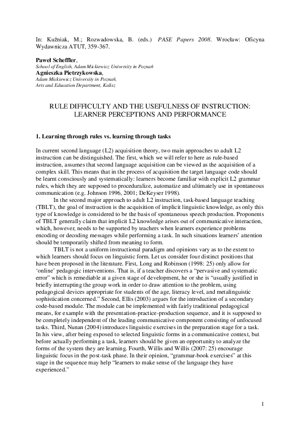 (PDF) Rule difficulty and the usefulness of instruction: Learner ...
