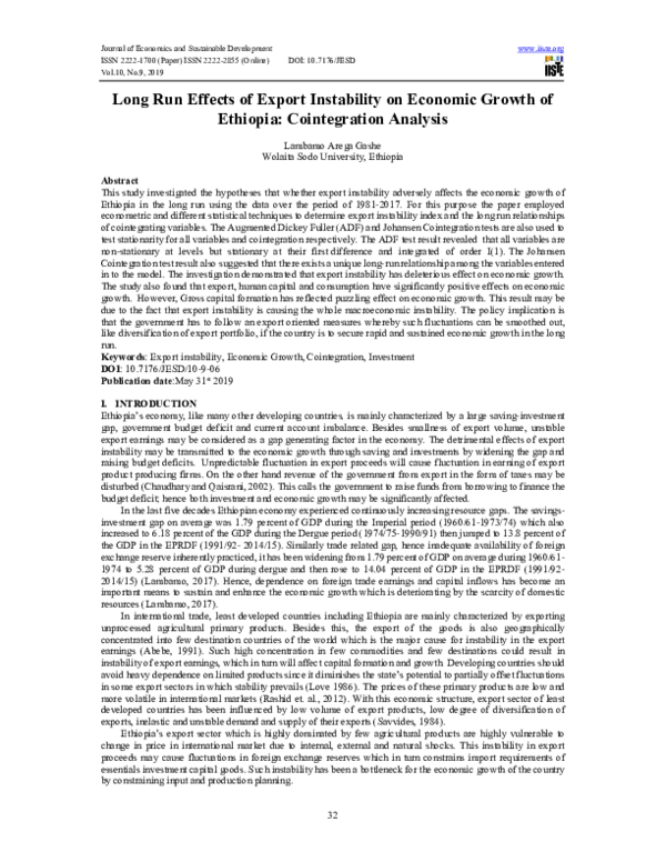 (PDF) Long Run Effects of Export Instability on Economic Growth of ...