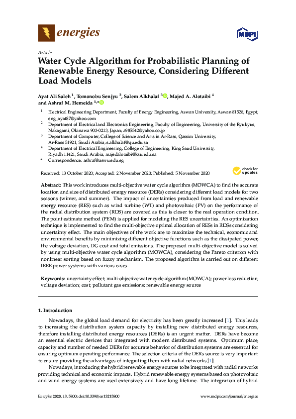 (PDF) Water Cycle Algorithm for Probabilistic Planning of Renewable ...
