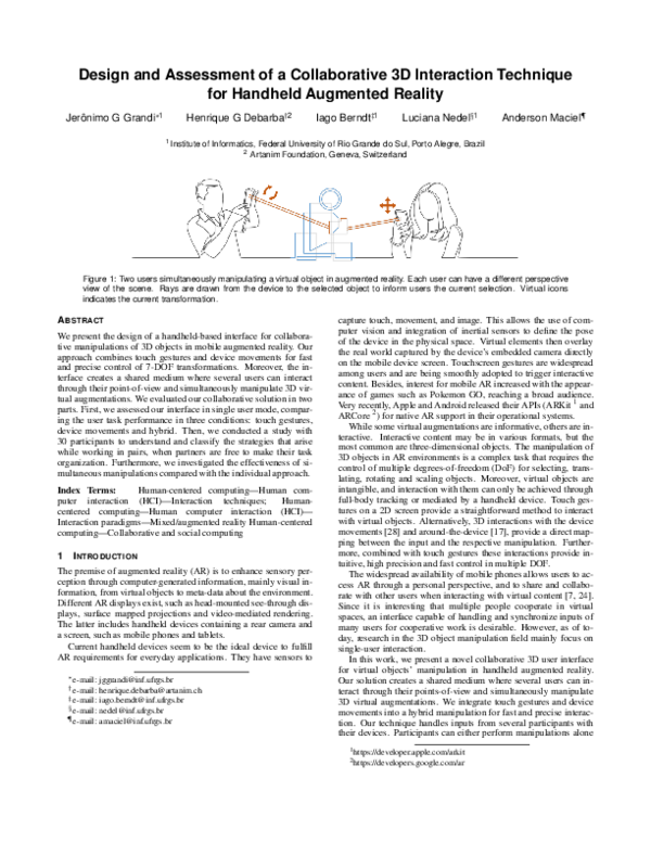 (PDF) Design and Assessment of a Collaborative 3D Interaction Technique ...