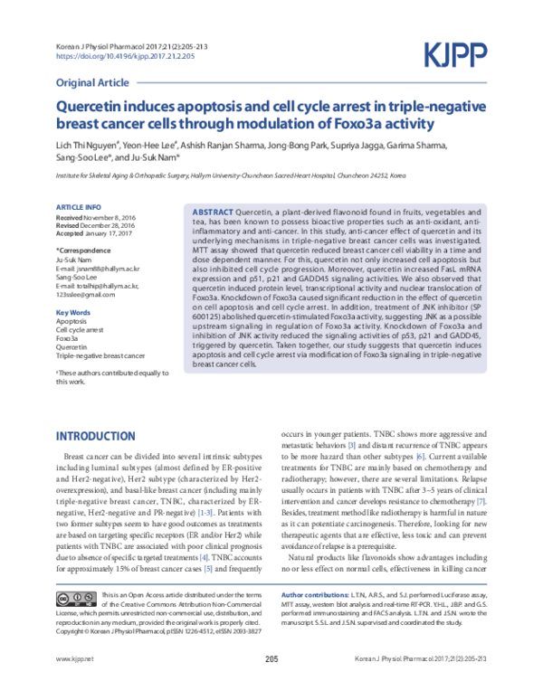 (PDF) Quercetin induces apoptosis and cell cycle arrest in triple ...