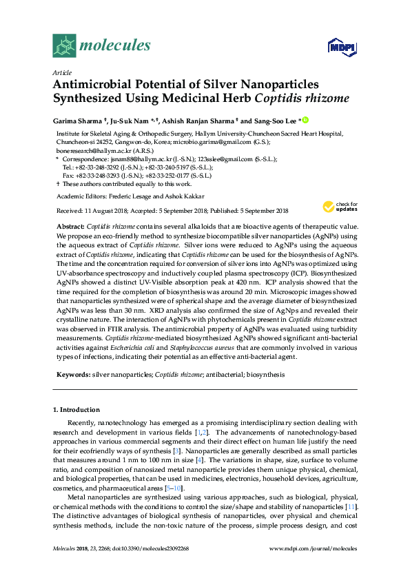 (PDF) Antimicrobial Potential of Silver Nanoparticles Synthesized Using ...