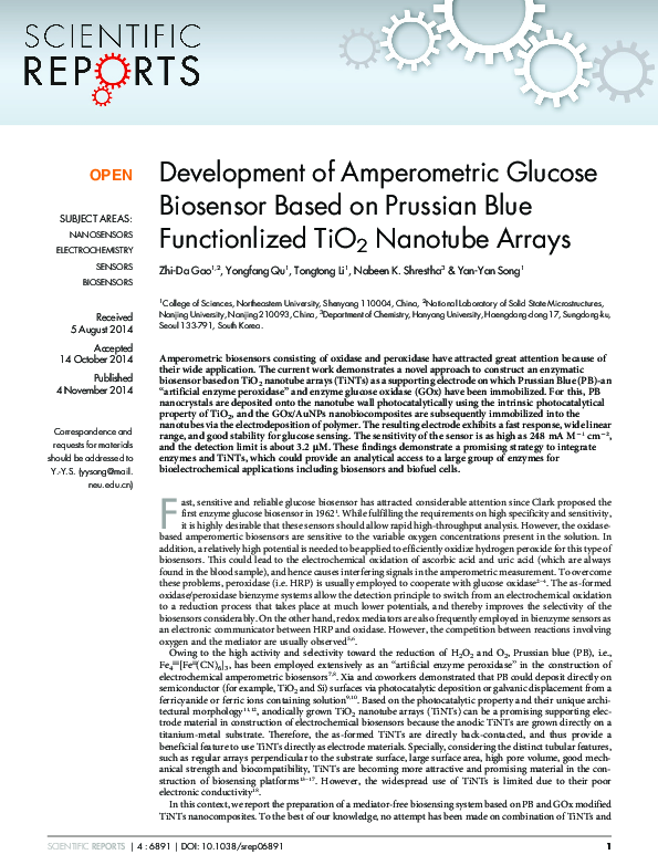 (PDF) Development of Amperometric Glucose Biosensor Based on Glucose ...
