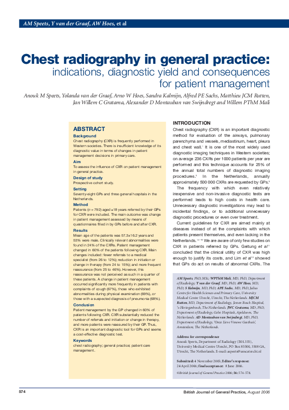 (PDF) Chest radiography in general practice: indications, diagnostic ...