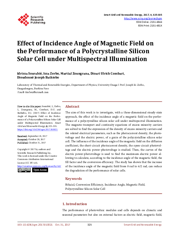 (PDF) Effect of Incidence Angle of Magnetic Field on the Performance of ...