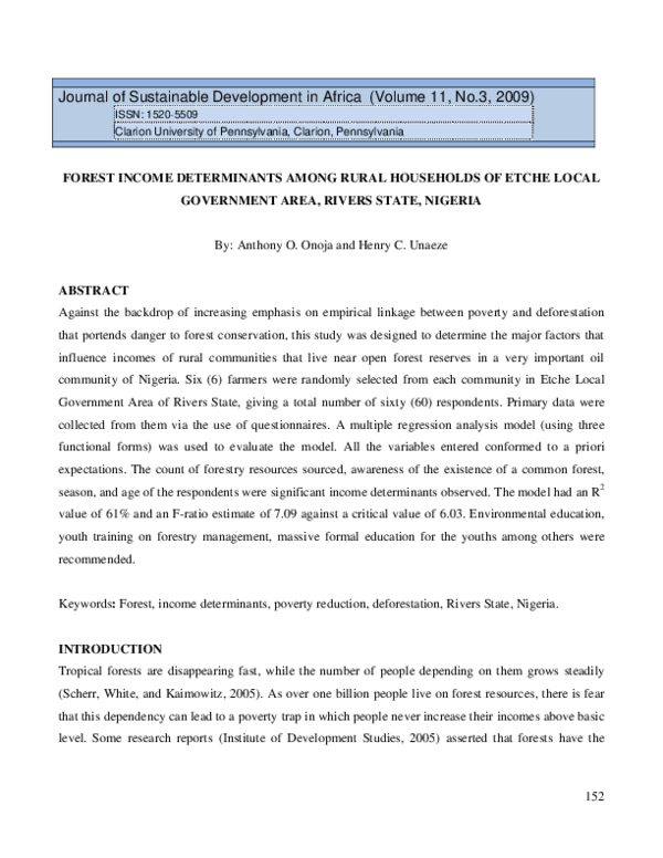 (PDF) Forest income determinants among rural households of Etche Local ...