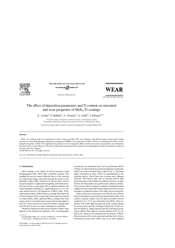 (PDF) The effect of deposition parameters and Ti content on structural ...