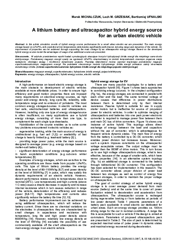 (PDF) A lithium battery and ultracapacitor hybrid energy source for an ...